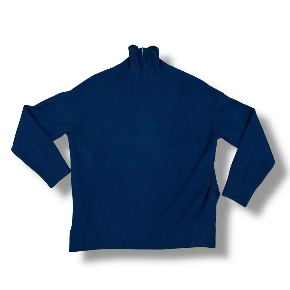 Zadig Voltaire Men’s Size M L XL Navy Blue Merino Wool Quarter Zip Sweater